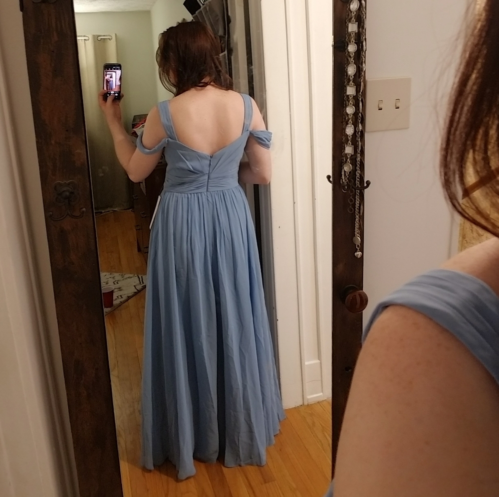 Blue Chiffon Bridesmade Dress - Picture 4 of 4